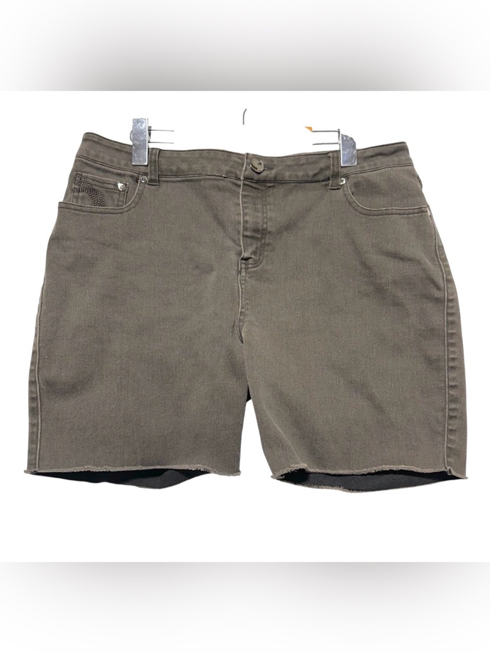 SIMON CHANG Grey Brown Denim Bermuda Shorts Cutoff Casual Minimalist 16